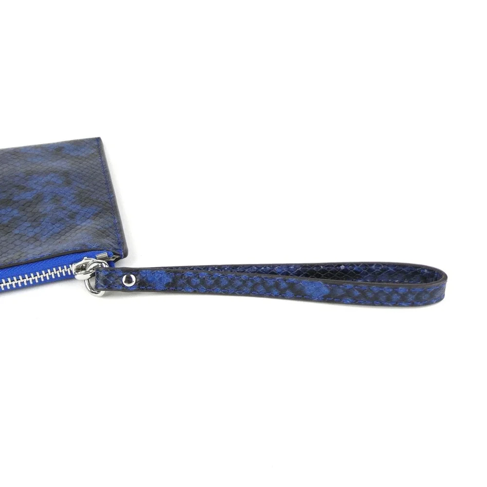 Michael Kors‎ Fulton Snake Embossed Blue Black Large Leather Wristlet